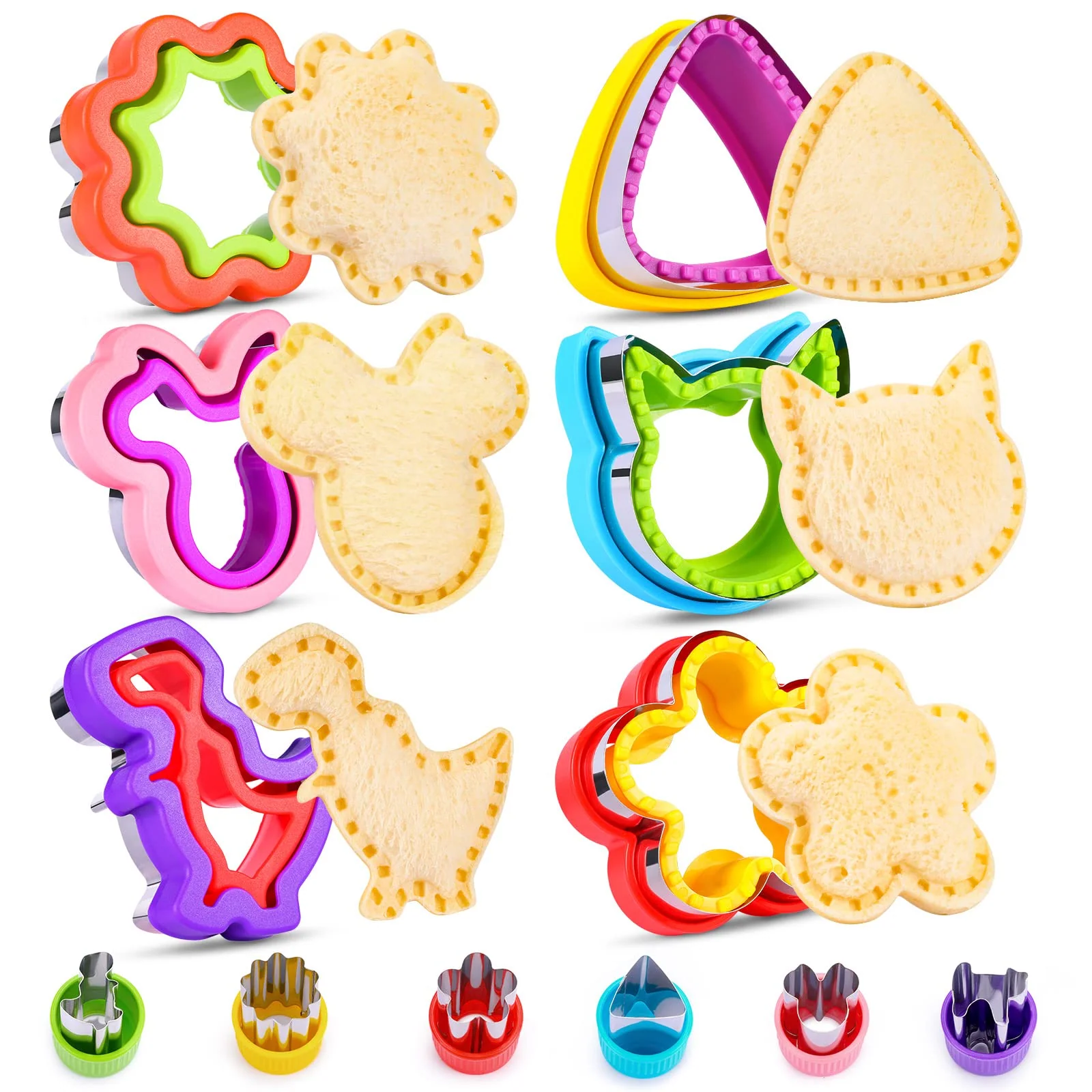 12 Pack Sandwich Cutter And Sealer Set Uncrustables Maker Crustable Bread Decruster Diy Cookie Stamps Mold Vegetable Fruit Cutte