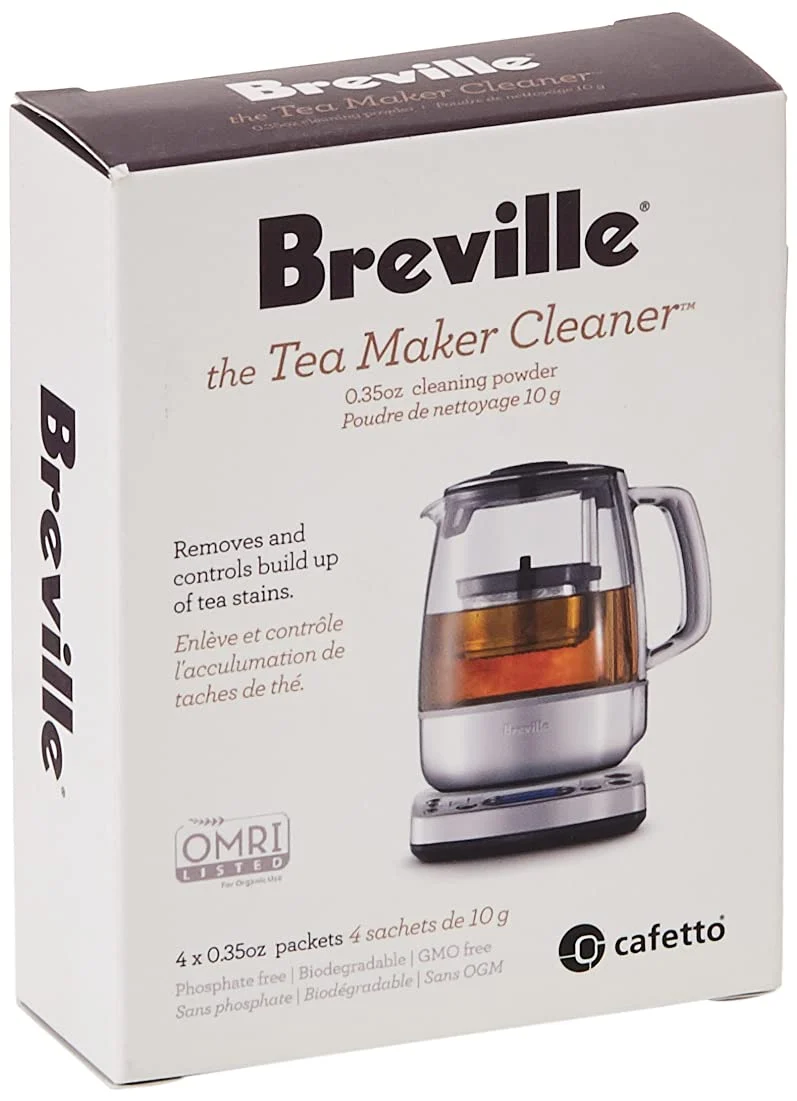 Breville BTM100 Tea Maker Cleaner - Organic Kettle Cleaning Powder, 4 Count, White