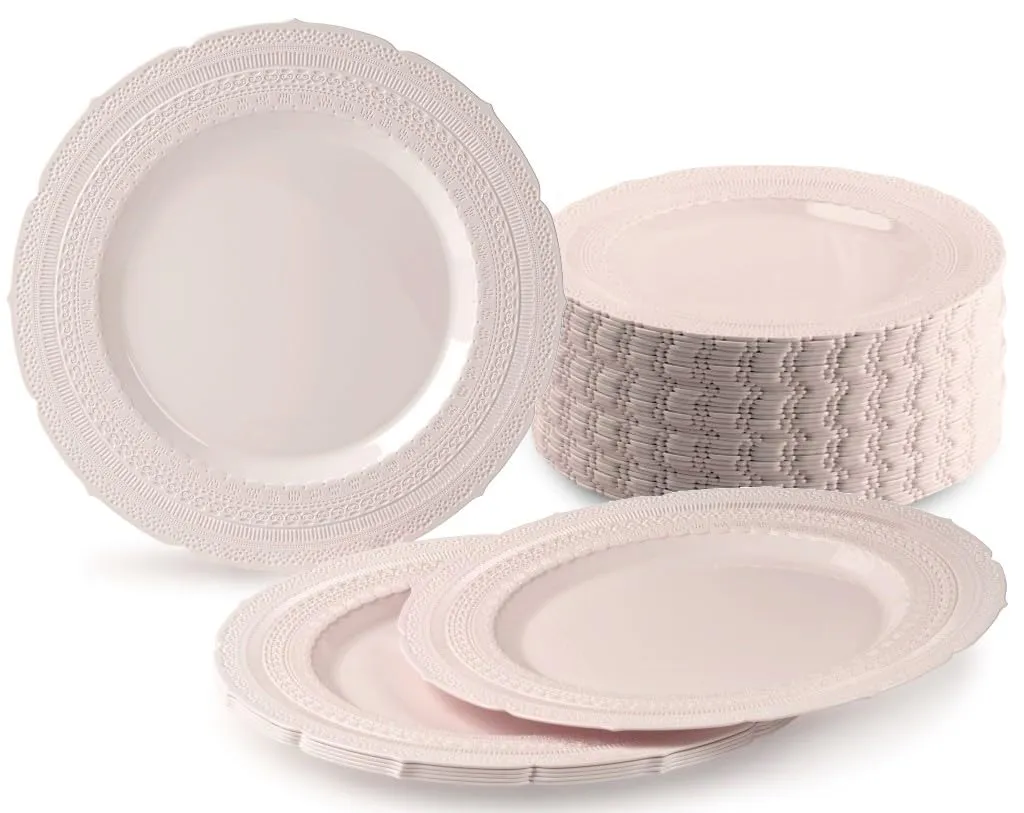 ' Occasions '' 120 Plates Pack, Extra Heavyweight Vintage Wedding Party Disposable Plastic Plates (11'' Dinner Plate, Chateau I