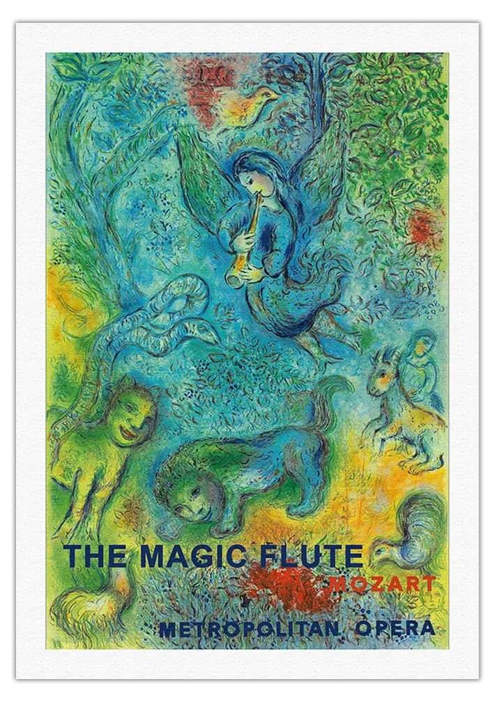 Pacifica Island Art Vintage Opera Poster - The Magic Flute by Marc Chagall, 27x40in Rolled Canvas Print, Multi Color