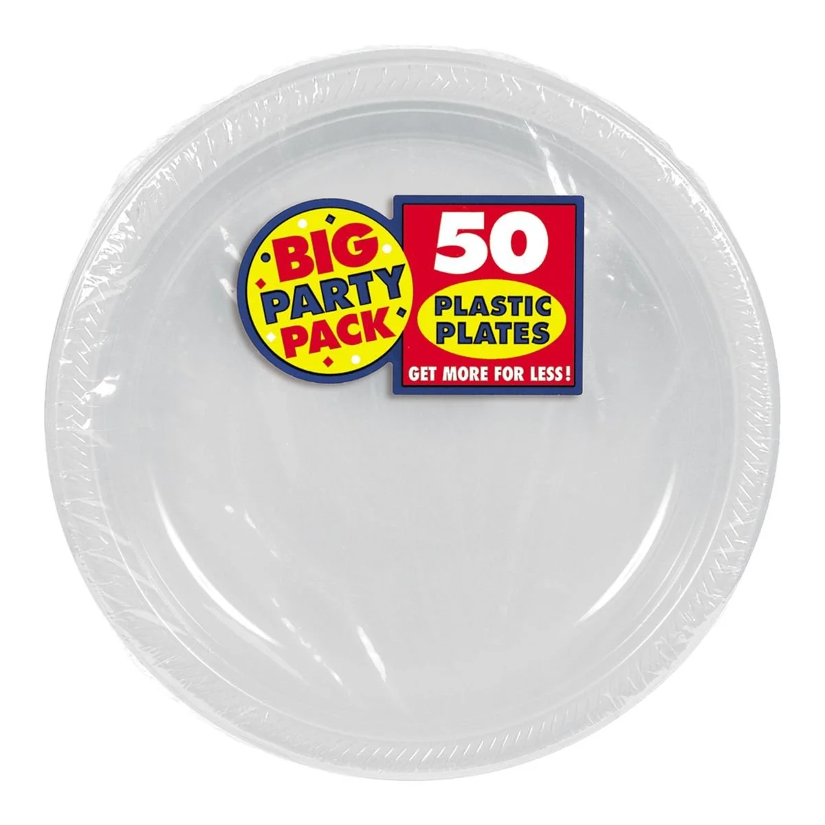 Silver Round Disposable Plastic Plates - 7'' (Pack Of 50) | Sturdy Dinnerware For Parties, Events & Everyday Use